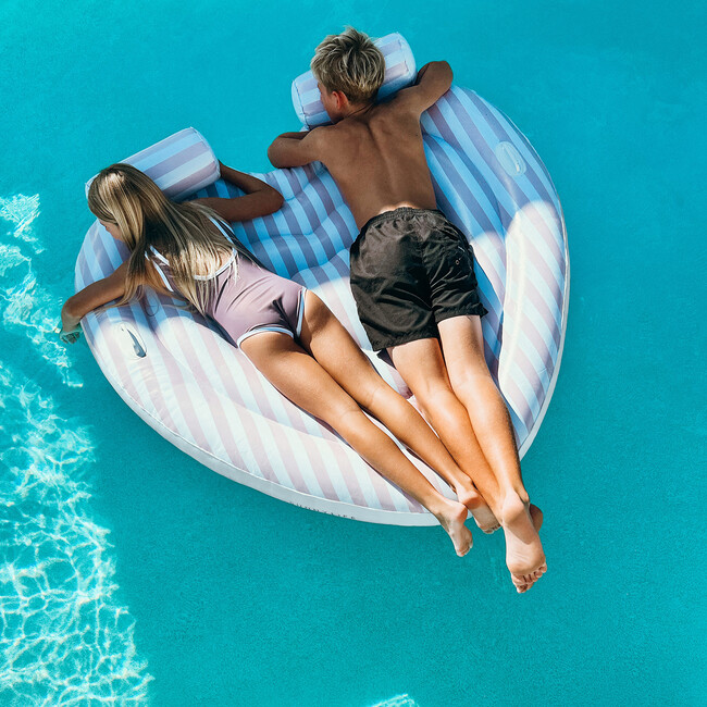 Lie-On Twin Float: Stole My Heart, Pink Stripe - Pool Floats - 6