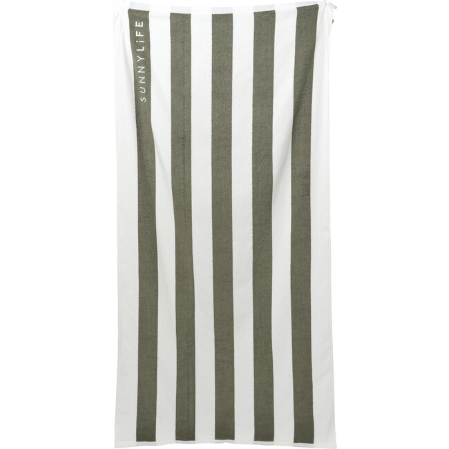 Beach Towel: The Vacay, Olive Stripe