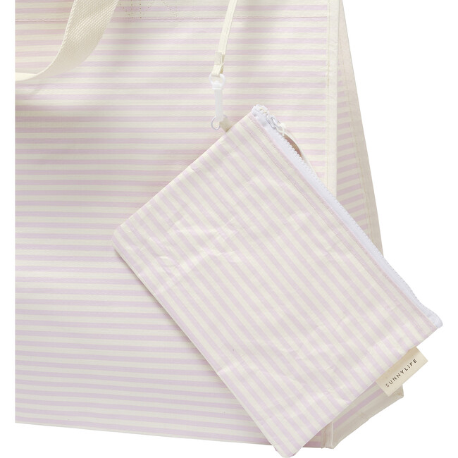 Carryall Beach Bag: Lazy Days, Pink Stripe - Bags - 3