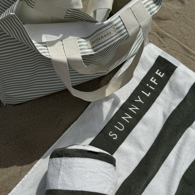 Inflatable Beach Pillow: The Vacay, Olive Stripe - Pillows - 6