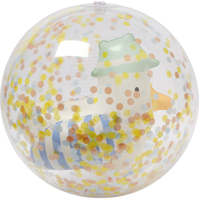 3D Inflatable Beach Ball: Sid The Seagull, Blue Stripe