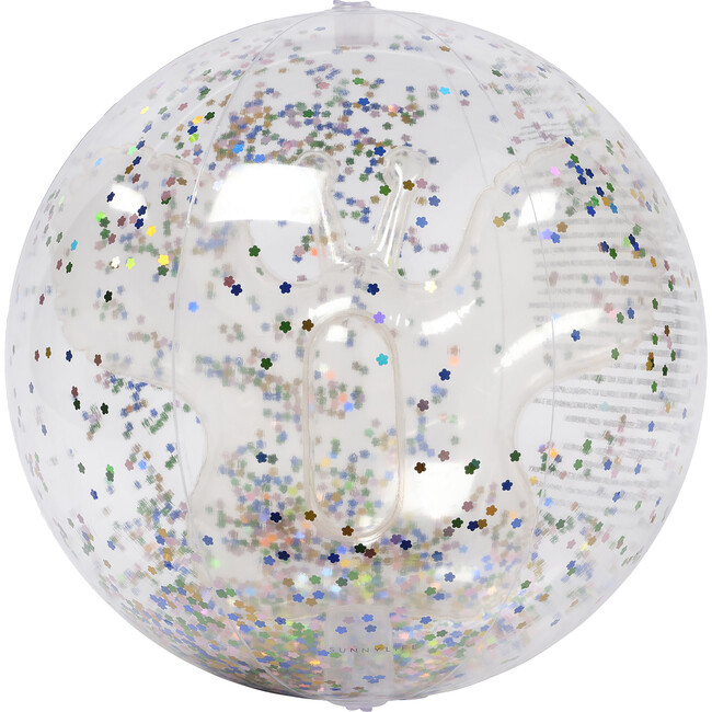 3D Inflatable Beach Ball: Cotton Candy, Clear Glitter - Outdoor Games - 1