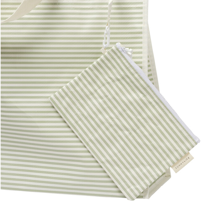 Carryall Beach Bag: La Palma, Sage Stipe - Bags - 3