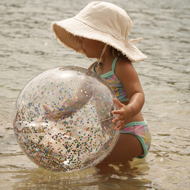 3D Inflatable Beach Ball: Cotton Candy, Clear Glitter - Outdoor Games - 3