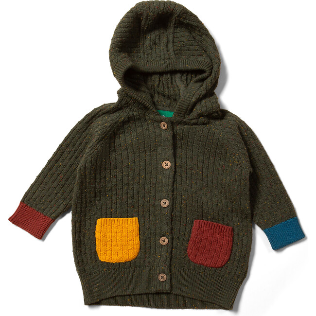 From One To Another Snug Knit Hooded Button-Up Cardigan, Fern Green