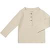 Harvard Waffle Knit Long Sleeve Henley Shirt, Cream Waffle - Shirts - 1 - thumbnail