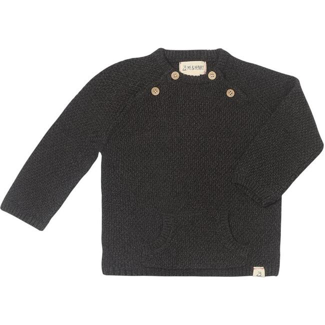 Baby Roan Knit Long Raglan Sleeve Sweater, Charcoal