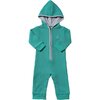 Baby Blaine Braided Knit Long Sleeve Zipper Hooded Romper, Green - Bodysuits - 1 - thumbnail