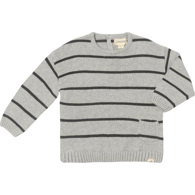 Arnold Striped Ribbed Crew Neck Sweater, Grey