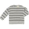 Arnold Striped Ribbed Crew Neck Sweater, Grey - Sweaters - 1 - thumbnail