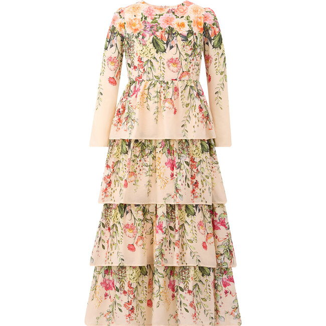 Harper Floral Print Long Sleeve Tiered Frill Skirt Maxi Dress, Multicolors