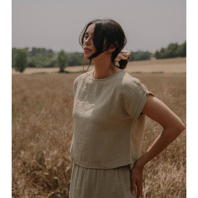 Women's Praslin Short Sleeve Blouse, Sage - Blouses - 2