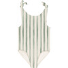Roberta One-Piece Round Neck Swimsuit, Green Stripes - One Pieces - 4