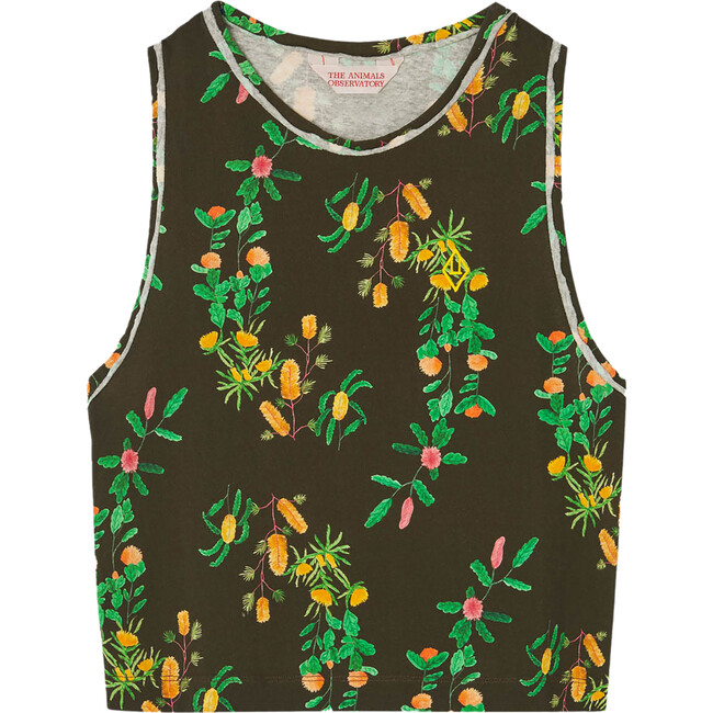 Frog Flowers Kids Relaxed Fit T-Shirt, Deep Brown