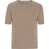 Women Cashmere Short Sleeve Knit Blouse, Bear Melange - Blouses - 1 - thumbnail