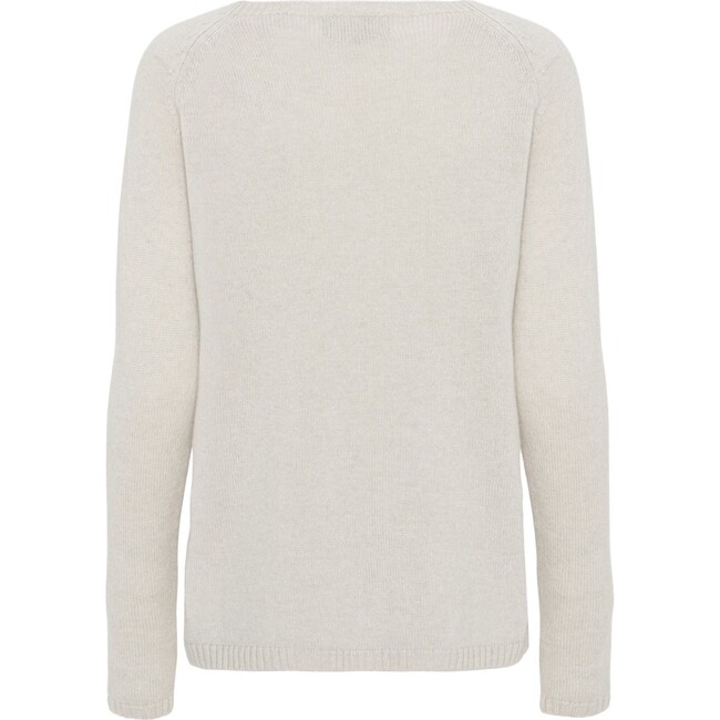 Women Cashmere Long Sleeve Knit Sweater, Ice Melange - Sweaters - 2