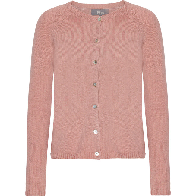 Women Cashmere Long Sleeve Button Down Knit Cardigan, Dahlia Melange - Cardigans - 1
