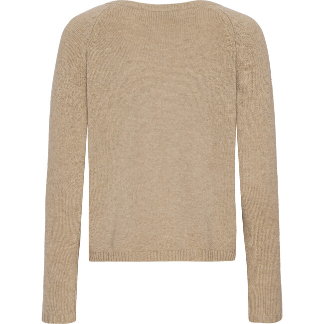 Women Cashmere Long Sleeve Button Down Knit Cardigan, Desert Melange - Cardigans - 2