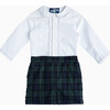 Little Rupert Set, White & Navy Tartan - Mixed Apparel Set - 1 - thumbnail