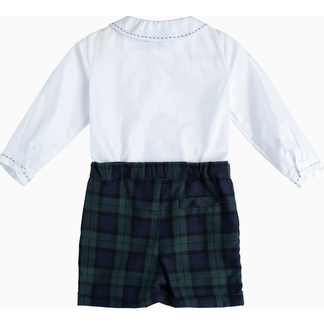 Little Rupert Set, White & Navy Tartan - Mixed Apparel Set - 2