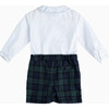 Little Rupert Set, White & Navy Tartan - Mixed Apparel Set - 2