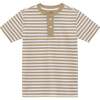 Boys Blade Shirt, Khaki Stripe - T-Shirts - 1 - thumbnail
