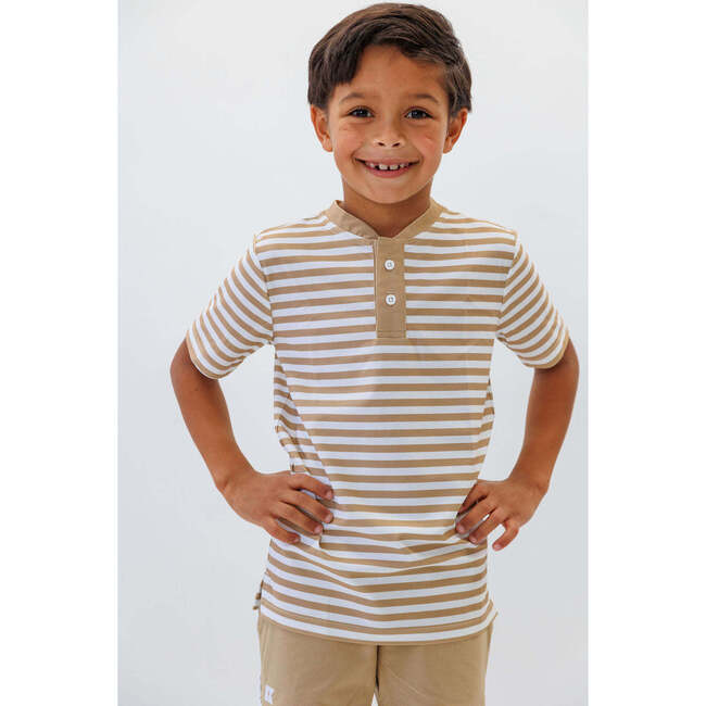 Boys Blade Shirt, Khaki Stripe - T-Shirts - 2