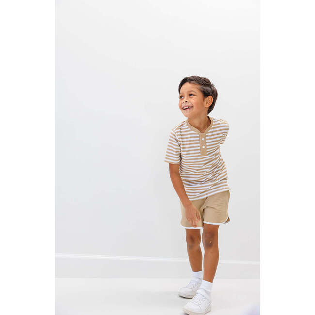Boys Blade Shirt, Khaki Stripe - T-Shirts - 4