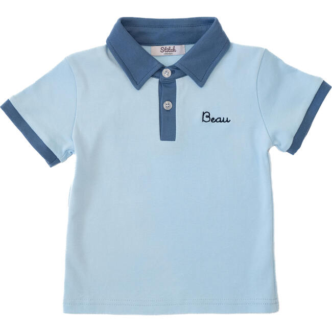 Custom Embroidered Contrast Polo Shirt, Blue