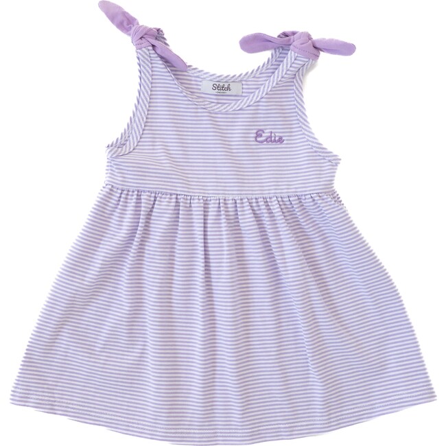 Custom Embroidered Stripe Dress, Lilac