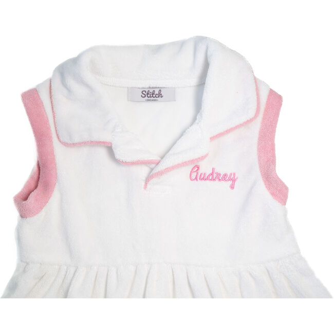 Custom Embroidered Terry Polo Dress, White - Dresses - 2
