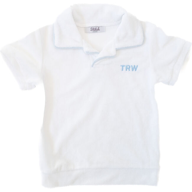 Custom Embroidered Terry Polo Shirt, White