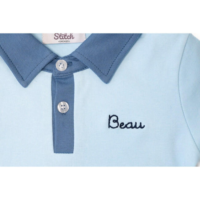 Custom Embroidered Contrast Polo Shirt, Blue - Polo Shirts - 2