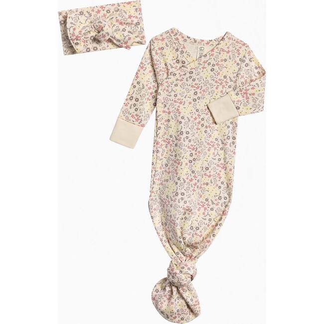 Organic Kimono Gown and Bow Wrap Set Giada Floral