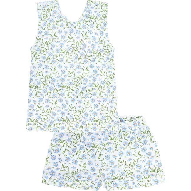 Blue Vines Print Summer Short Set