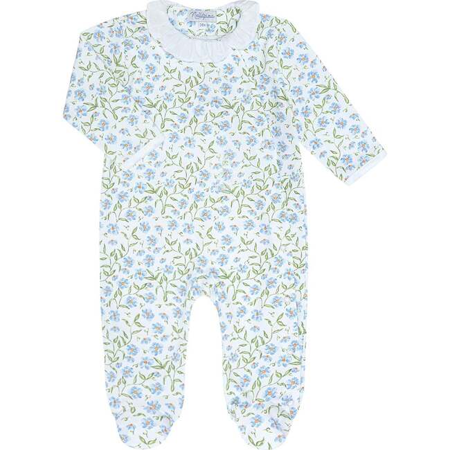 Blue Vines Print Crossover Footie