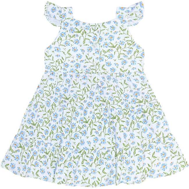 Blue Vines Print Ruffle Dress - Dresses - 2