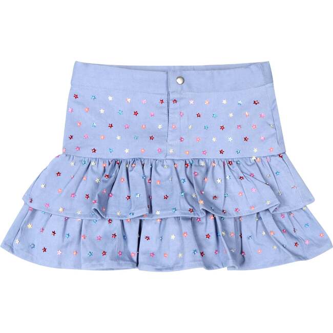 Blue Sequin Stars Denim Skort