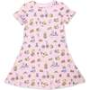 Easter Bunny Pink Bamboo Girls' Short Sleeve Dress, Pink - Dresses - 1 - thumbnail