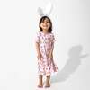 Easter Bunny Pink Bamboo Girls' Short Sleeve Dress, Pink - Dresses - 2