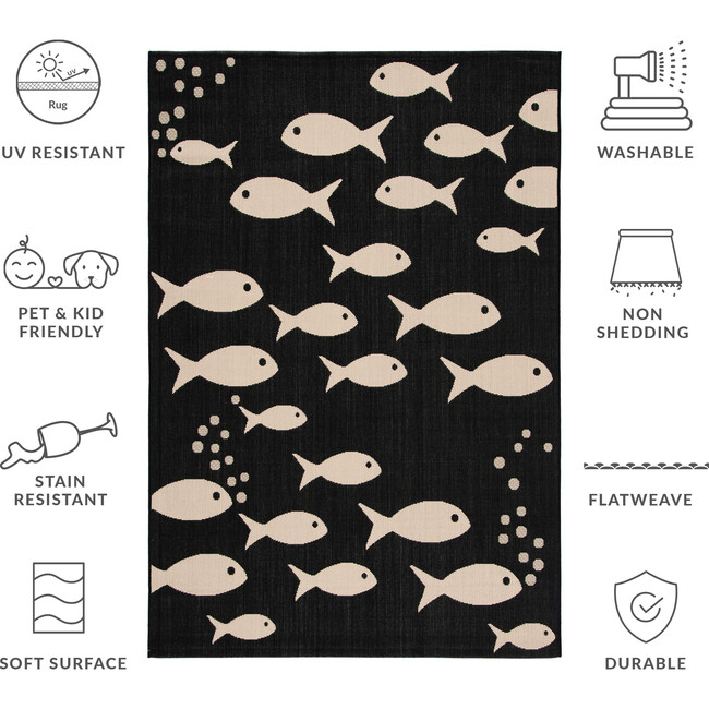 Courtyard Nemo Indoor/Outdoor Rug, Black - Rugs - 10