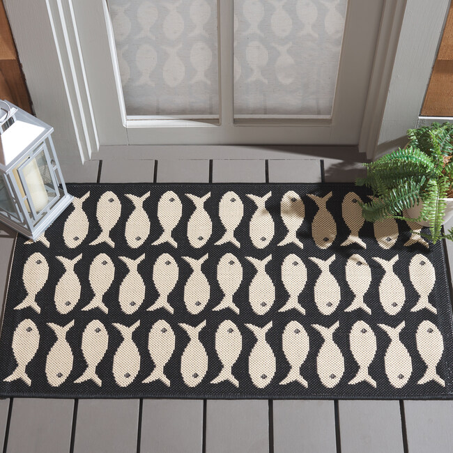 Courtyard Dory Indoor/Outdoor Rug, Black - Rugs - 2