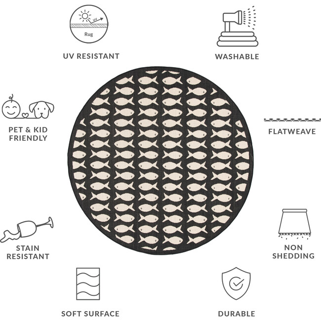 Courtyard Dory Indoor/Outdoor Rug, Black - Rugs - 4