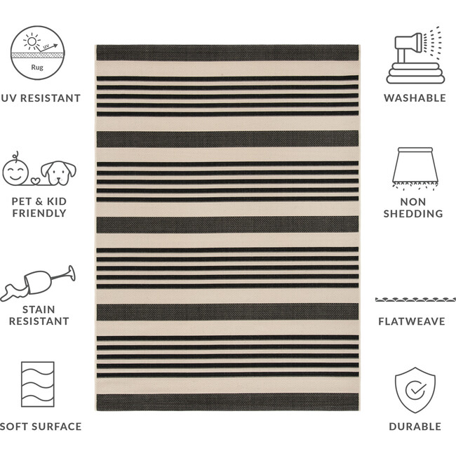 Courtyard Haley Indoor/Outdoor Rug, Black - Rugs - 5