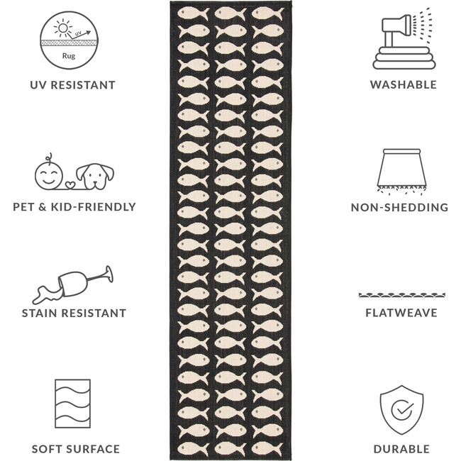 Courtyard Dory Indoor/Outdoor Rug, Black - Rugs - 7