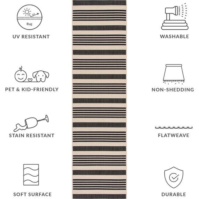 Courtyard Haley Indoor/Outdoor Rug, Black - Rugs - 9