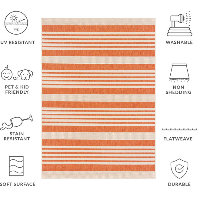 Courtyard Haley Indoor/Outdoor Rug, Orange - Rugs - 3