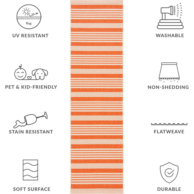 Courtyard Haley Indoor/Outdoor Rug, Orange - Rugs - 4