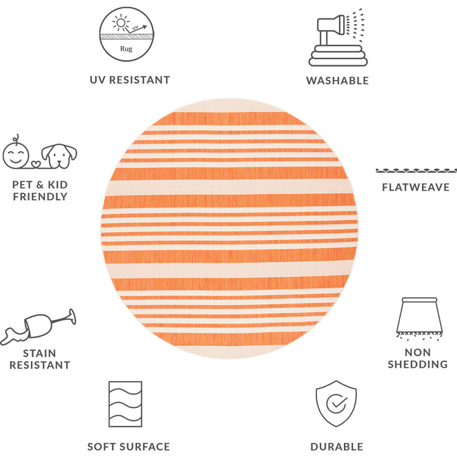 Courtyard Haley Indoor/Outdoor Rug, Orange - Rugs - 7