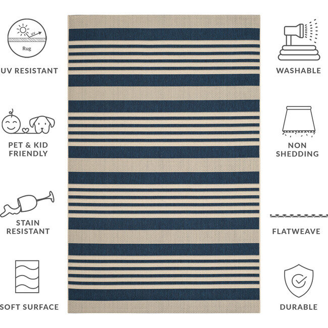 Courtyard Haley Indoor/Outdoor Rug, Navy - Rugs - 3